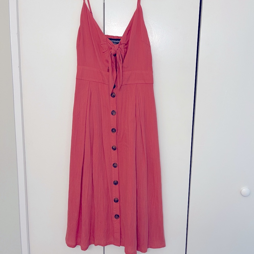 Kittenish Tie Front Midi Dress